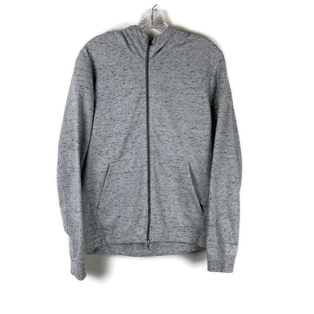 Vince Zip Up Long Sleeve Hoodie in Heather Gray/Blue
